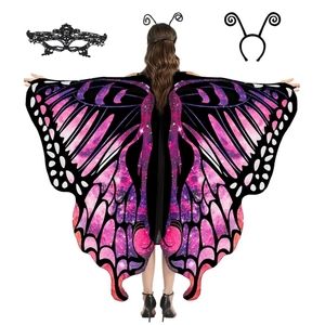 Halloween Butterfly Wings for Women One Sided Printing Costume Adult Cape
